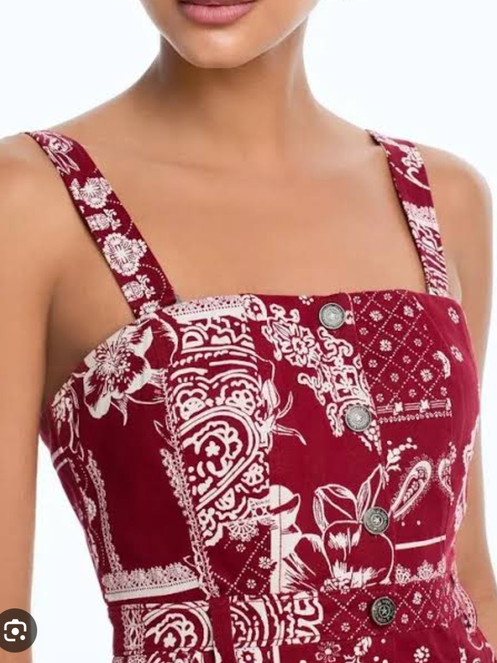 NWT cinq a sept Red Bandana-Print 'Veena' Midi Dress - Picture 2 of 10